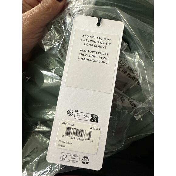 Authentic Alo Yoga SoftSculpt Precision ¼ Zip Long Sleeve Clover Green S - Picture 5 of 5